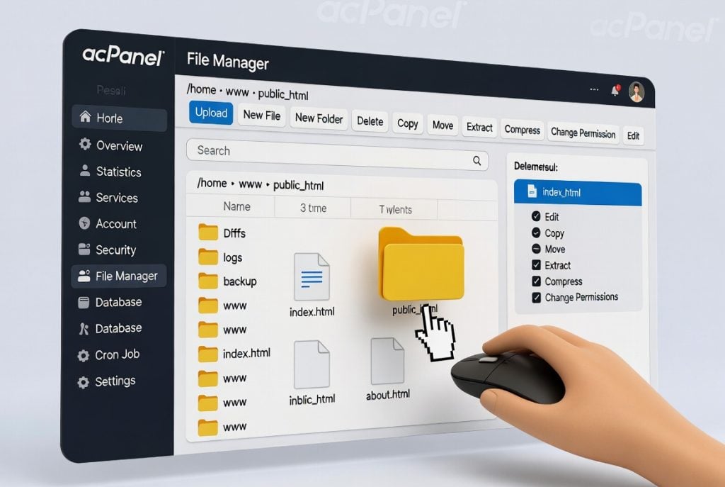 Using File Manager in web hosting control panel.