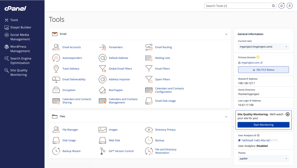 Cpanel dashboard 2026.