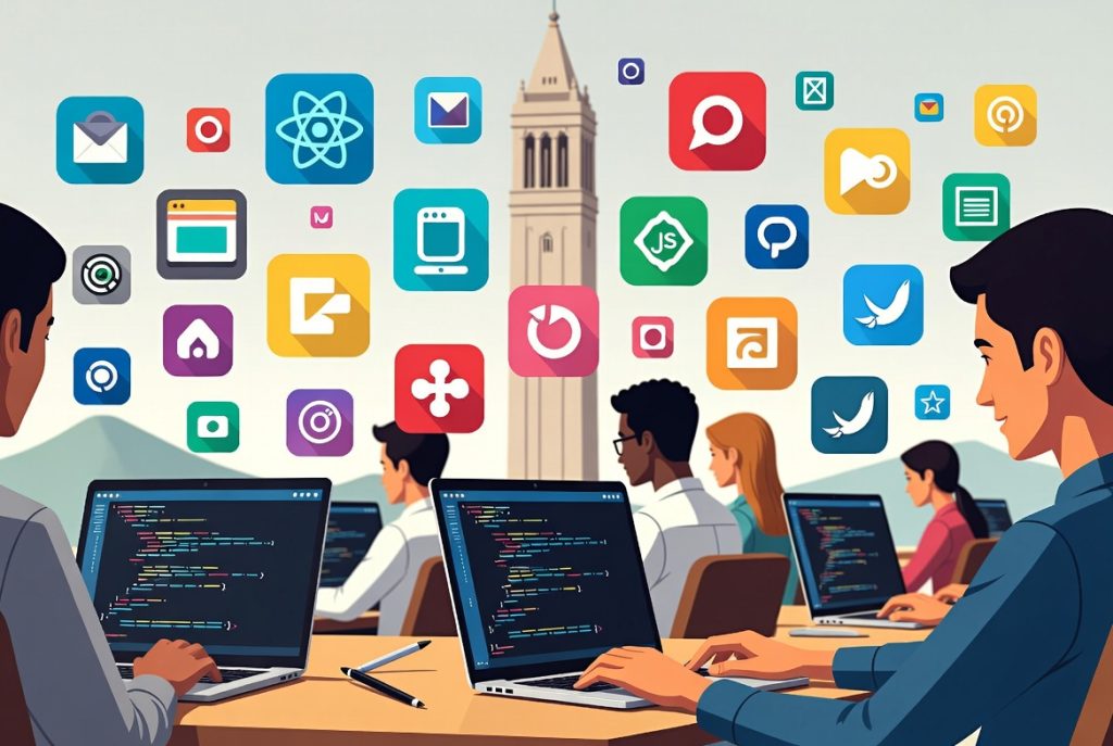 Students gaining practical skills in UC Berkeley website and app development courses
