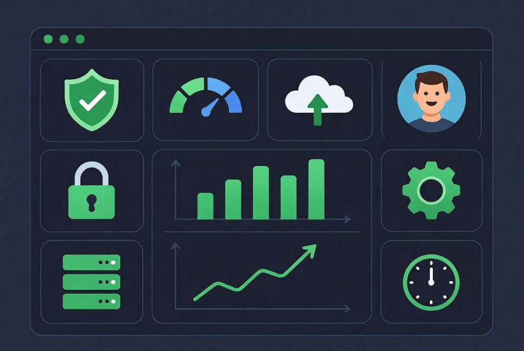 Security and performance tools in a professional website control panel