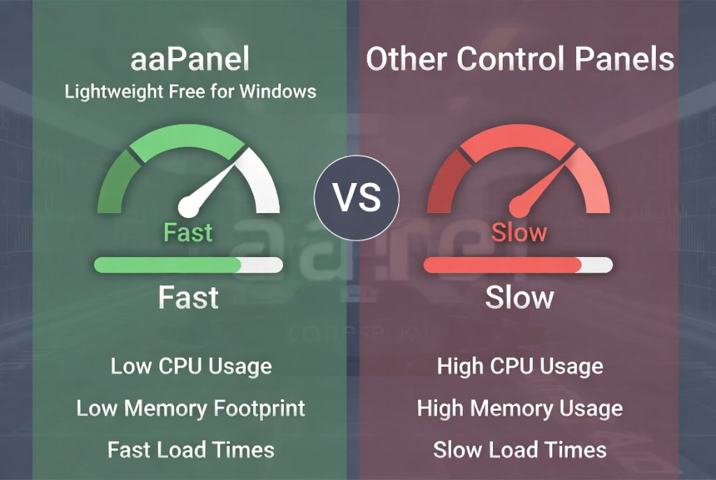 aaPanel performance advantage as free web hosting control panel for Windows