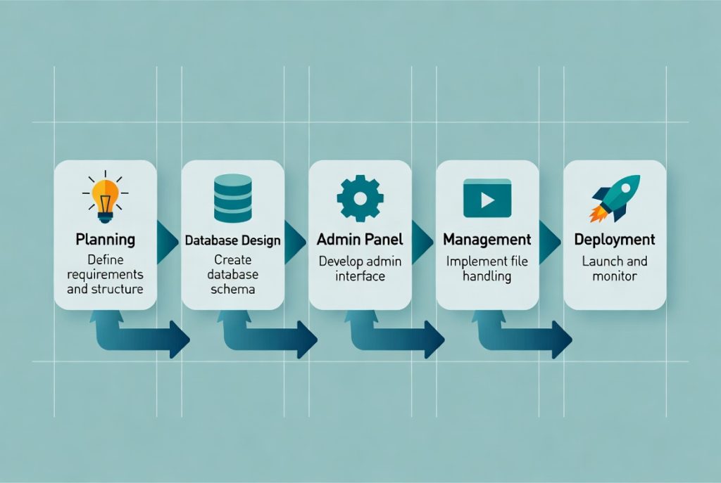 Step-by-step process of building a custom content management system