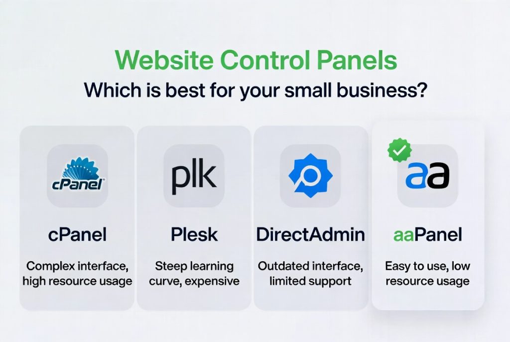 Comparison of website control panel features for small businesses