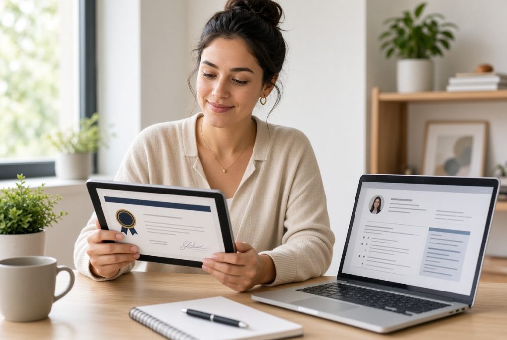 Using free tech courses online with certificates to improve a resume