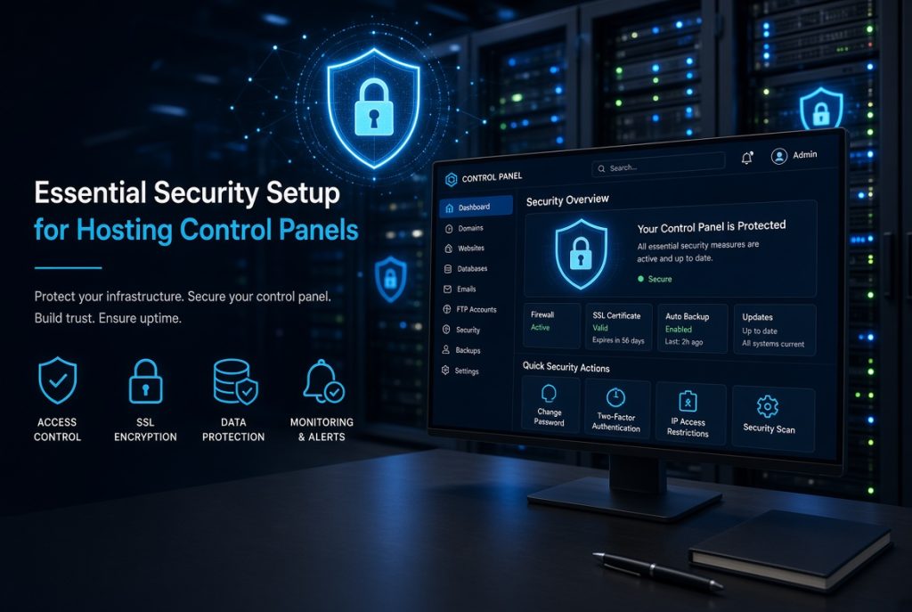 Essential security setup for hosting control panels with server protection