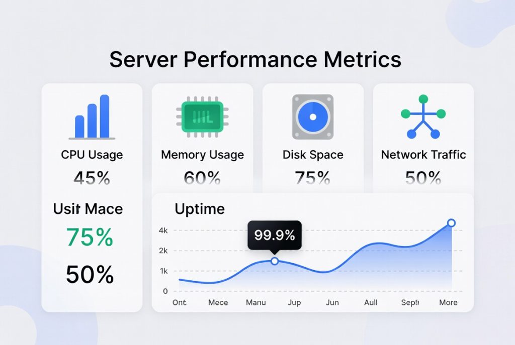 Important server metrics for remote performance monitoring