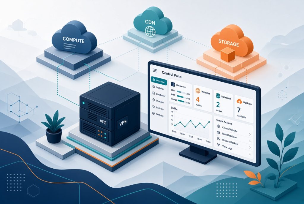 Comparison of a simple VPS control panel against a large cloud stack as an AWS alternative