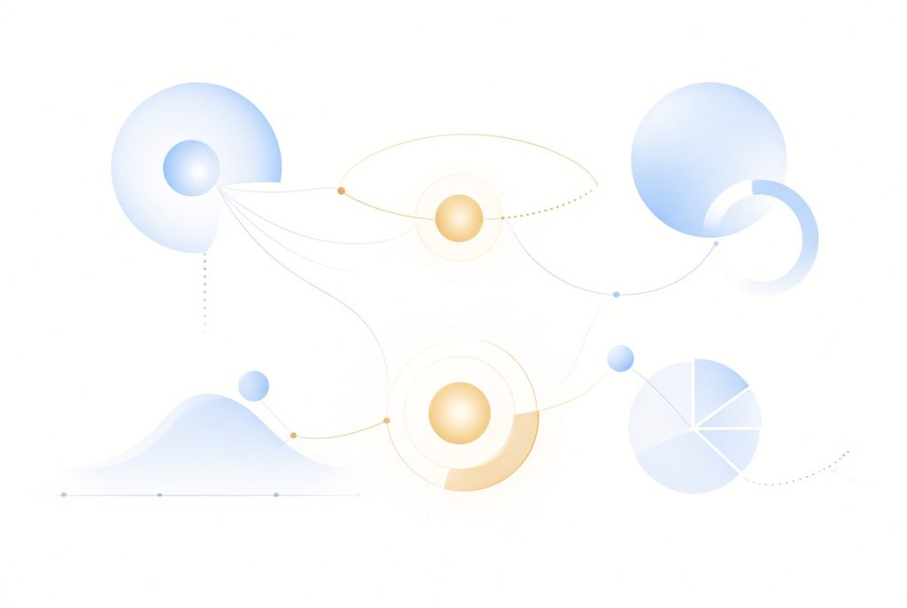 Soft abstract dashboard of brand mentions tracked across multiple AI sources