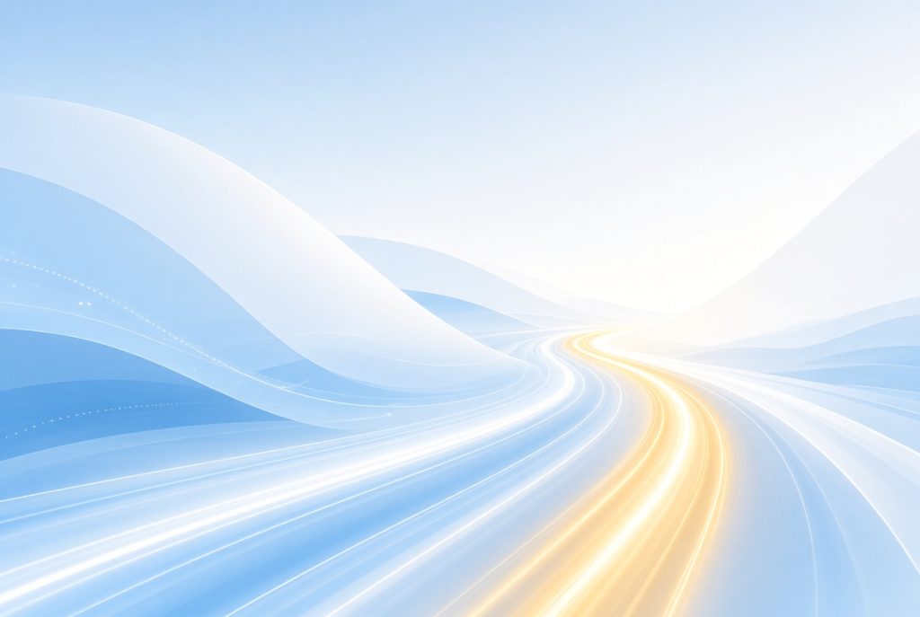 Golden light stream leading other flowing paths in a clean abstract design
