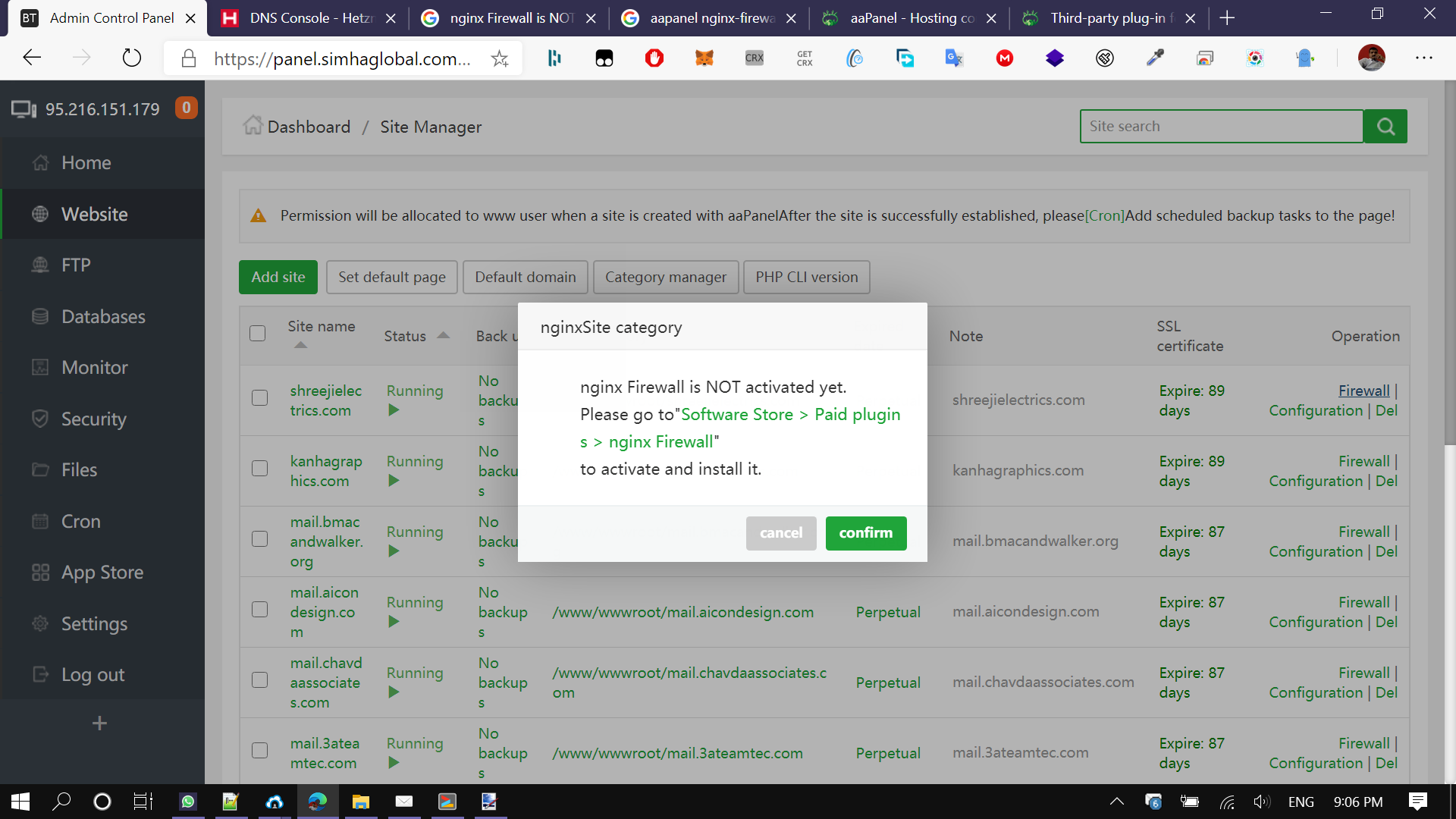 Nginx Firewall Enabling issue - aaPanel - Free Hosting control panel ...