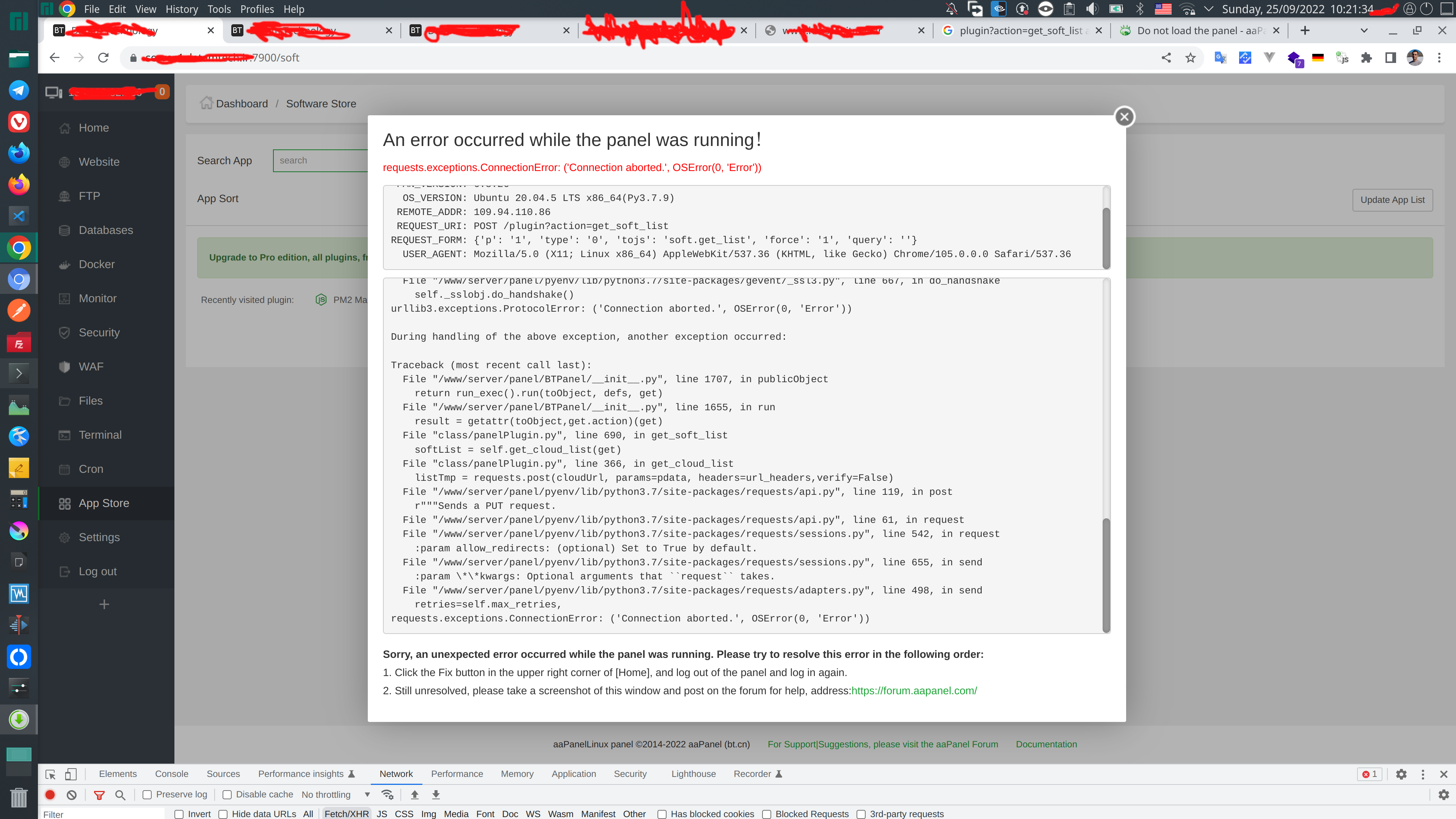 Connection Error - aaPanel - Free Hosting control panel. One-click LAMP ...