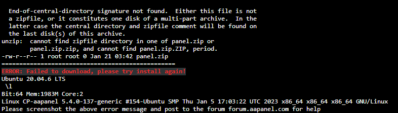HELP FAILED INSTALL AAPANEL - aaPanel - Free Hosting control panel. One ...