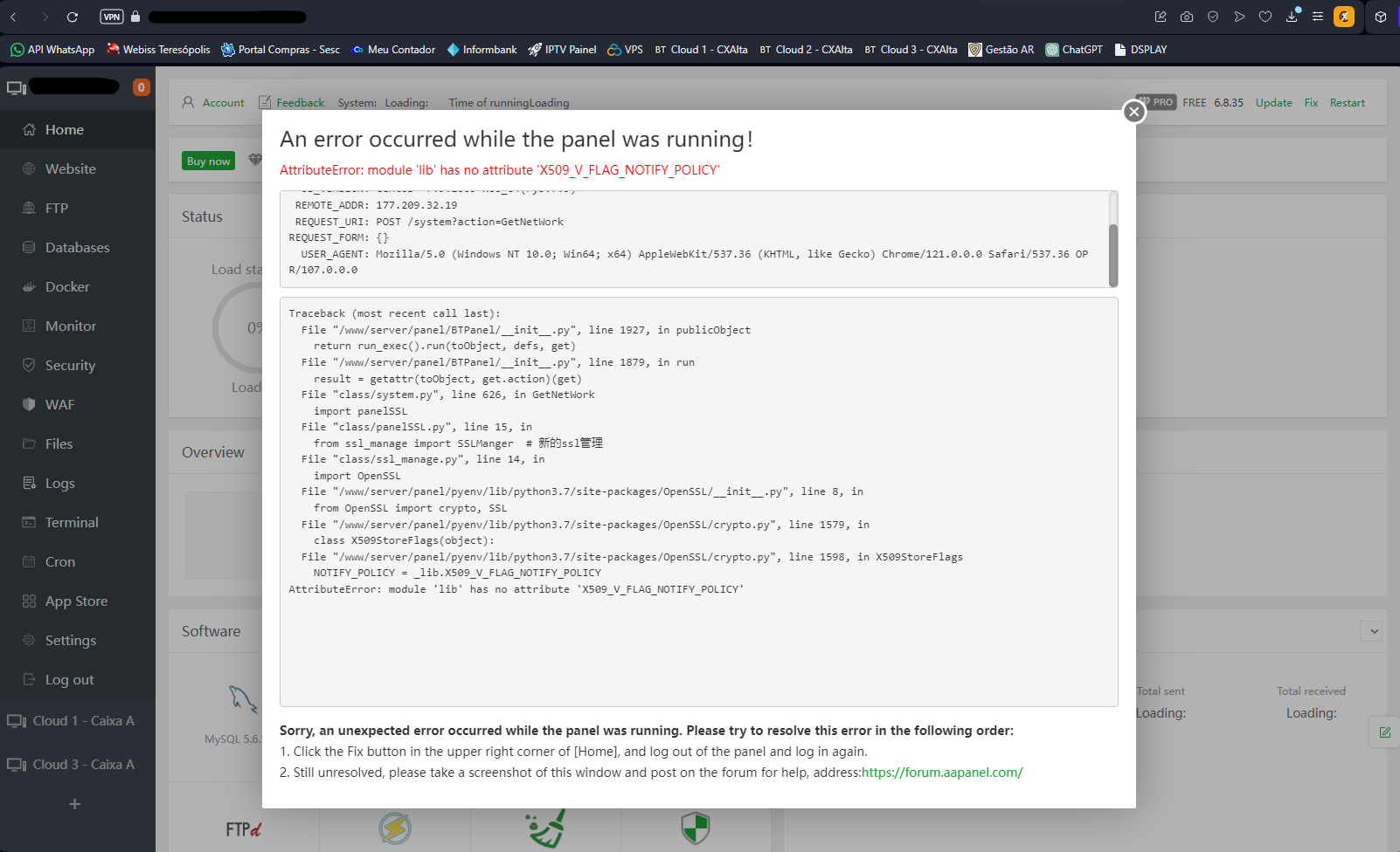 Error after installing php 8.3 - aaPanel - Free Hosting control panel ...