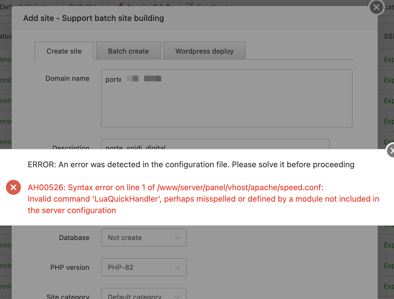 I am trying to create a website and I get apache error - aaPanel - Free ...