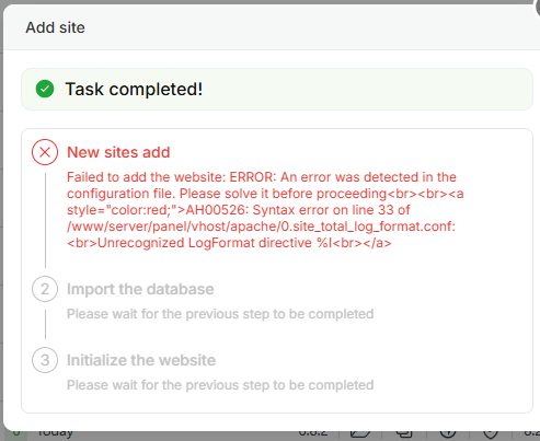 Apache & WP Toolkit Failure on v7.0.26 - aaPanel - Free Hosting control ...